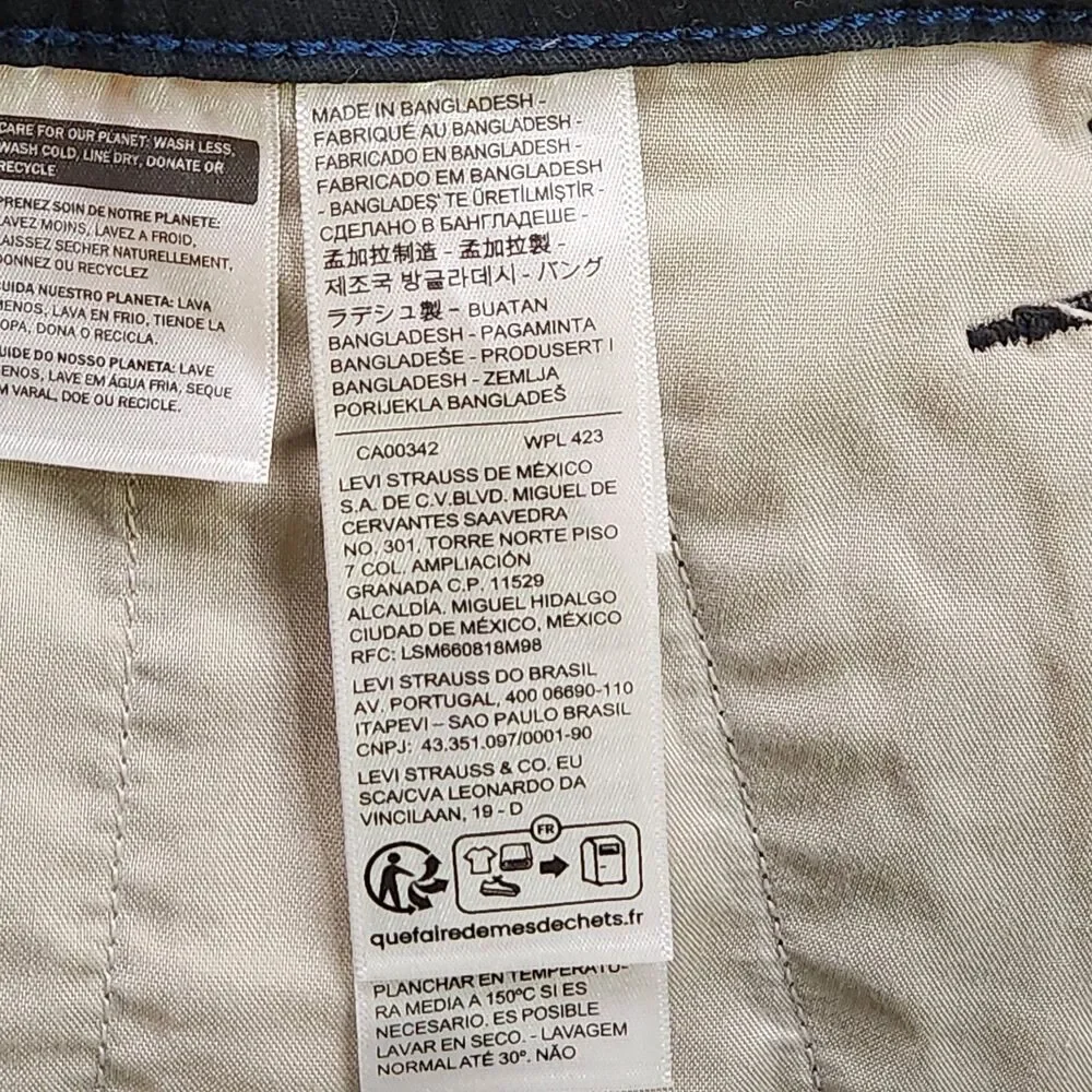 Levi's XX Chino Pants Men's Size 38x32 Standard Taper Black Cotton Stretch